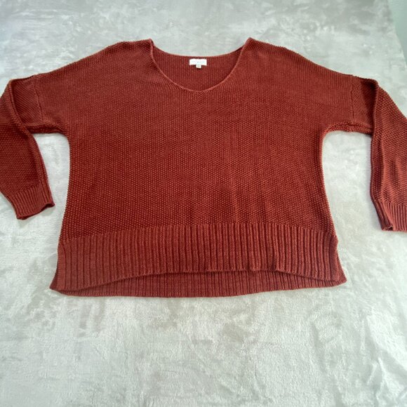 Lucky Brand Burnt Orange V-Neck Long Sleeve Sweater Size XL - Picture 6 of 10